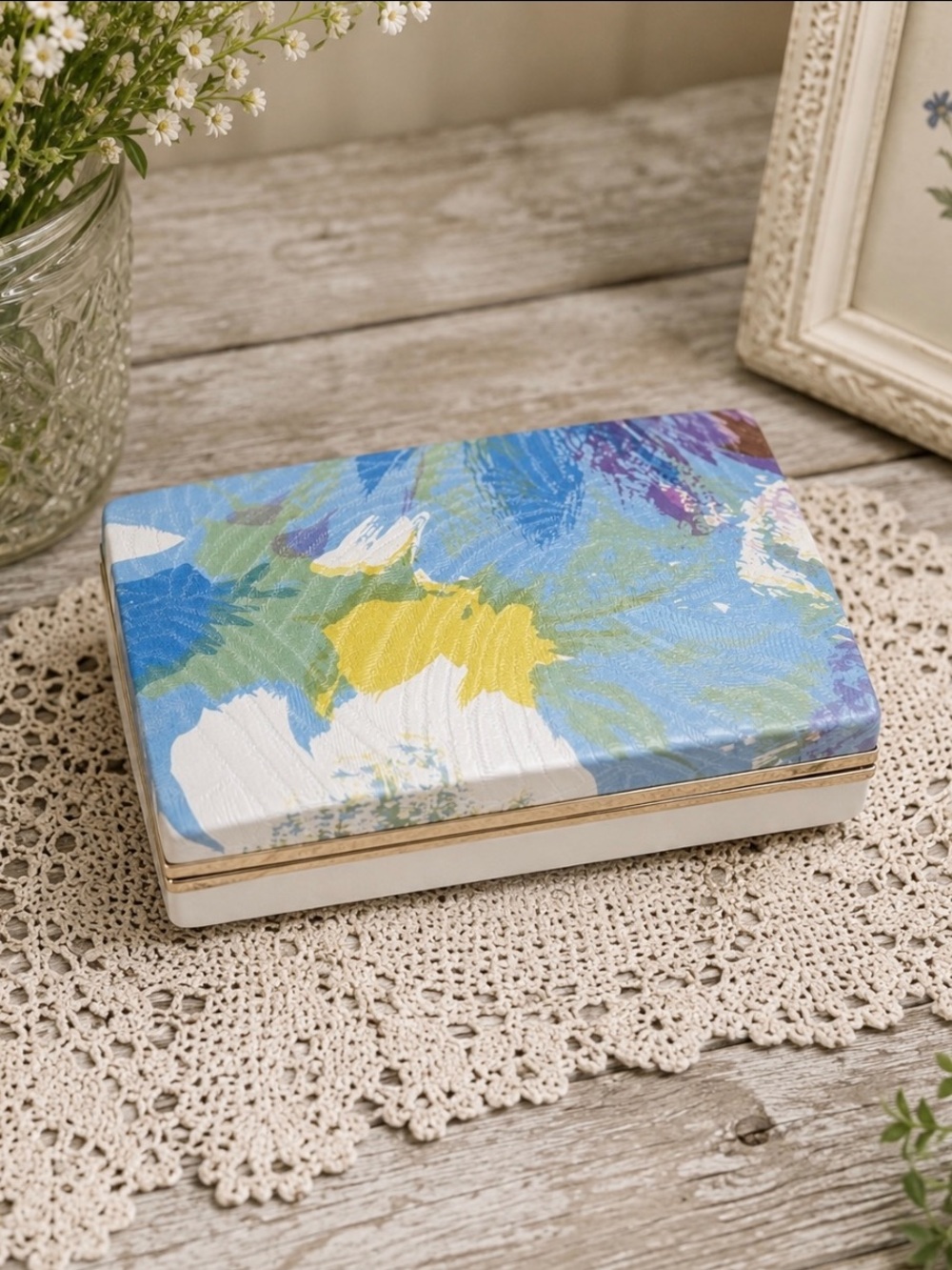 Vintage 1970s Abstract Jewelry Box. Abstract 7”x4.25” Retro | Mid Century